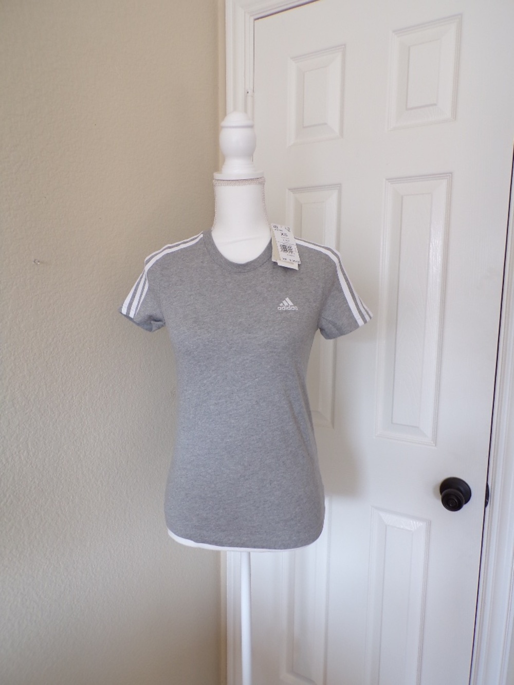 Adidas Women's 3-Stripe T-Shirt Grey Heather Size XS New With Tags W 3S T